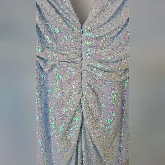 Badgley Mischka Sequined Ruched Gown Dress Color Blue Size 16